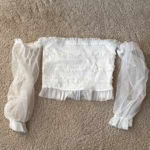 PINK LILY CROPPED OFF THE SHOULDER BLOUSE